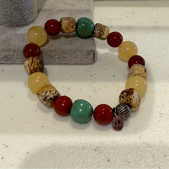 Carolyn Pollack Relios Gemstone Bracelet 925 sterling turquoise, jasper, calcite - Picture 12 of 13